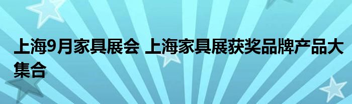 上海9月家具展会 上海家具展获奖品牌产品大集合