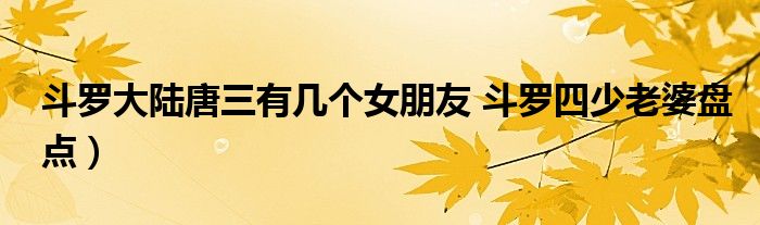 斗罗大陆唐三有几个女朋友 斗罗四少老婆盘点）