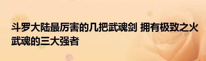 斗罗大陆最厉害的几把武魂剑 拥有极致之火武魂的三大强者