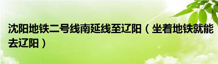 沈阳地铁二号线南延线至辽阳（坐着地铁就能去辽阳）