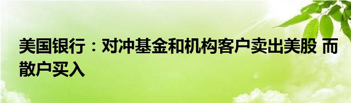 美国银行：对冲基金和机构客户卖出美股 而散户买入