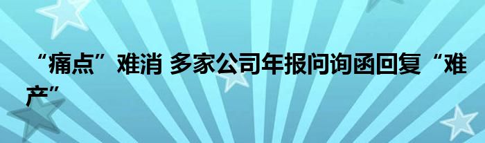 “痛点”难消 多家公司年报问询函回复“难产”