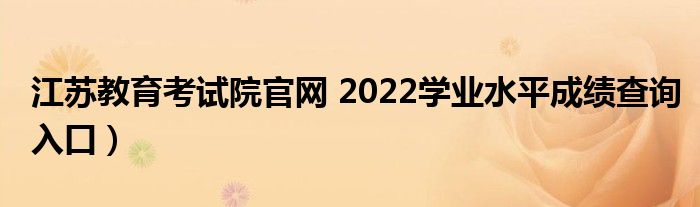 江苏教育考试院官网 2022学业水平成绩查询入口）