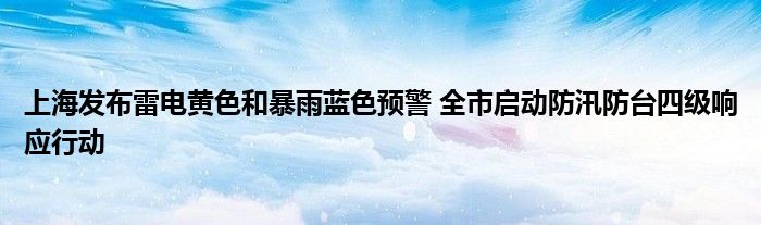 上海发布雷电黄色和暴雨蓝色预警 全市启动防汛防台四级响应行动