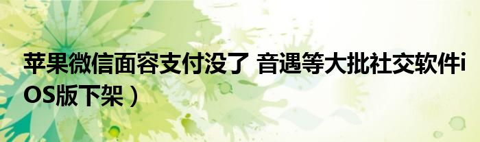 苹果微信面容支付没了 音遇等大批社交软件iOS版下架）