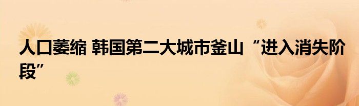 人口萎缩 韩国第二大城市釜山“进入消失阶段”