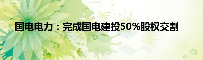 国电电力：完成国电建投50%股权交割