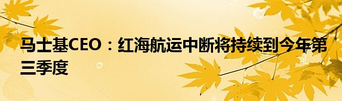 马士基CEO：红海航运中断将持续到今年第三季度