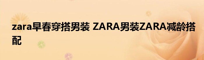 zara早春穿搭男装 ZARA男装ZARA减龄搭配