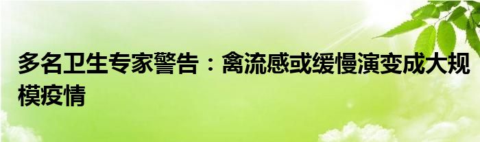 多名卫生专家警告：禽流感或缓慢演变成大规模疫情