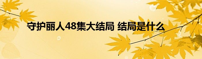 守护丽人48集大结局 结局是什么