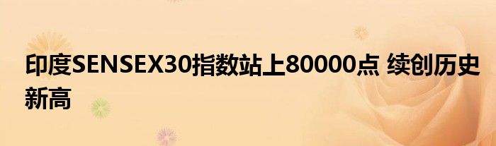 印度SENSEX30指数站上80000点 续创历史新高