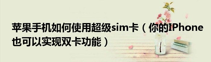 苹果手机如何使用超级sim卡（你的IPhone也可以实现双卡功能）