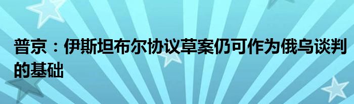 普京：伊斯坦布尔协议草案仍可作为俄乌谈判的基础