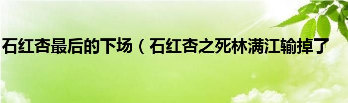 石红杏最后的下场（石红杏之死林满江输掉了