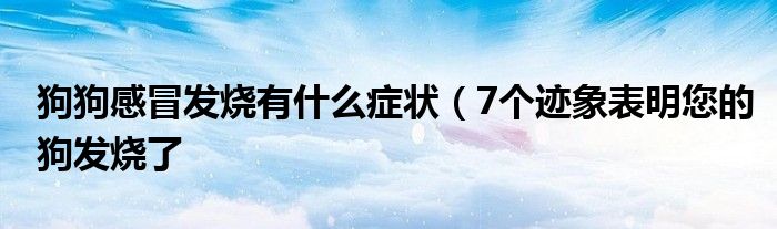 狗狗感冒发烧有什么症状（7个迹象表明您的狗发烧了