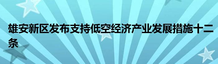 雄安新区发布支持低空经济产业发展措施十二条