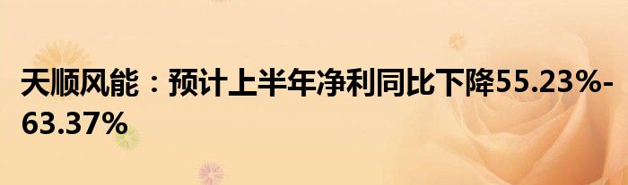 天顺风能：预计上半年净利同比下降55.23%-63.37%