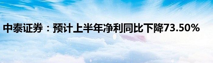 中泰证券：预计上半年净利同比下降73.50%