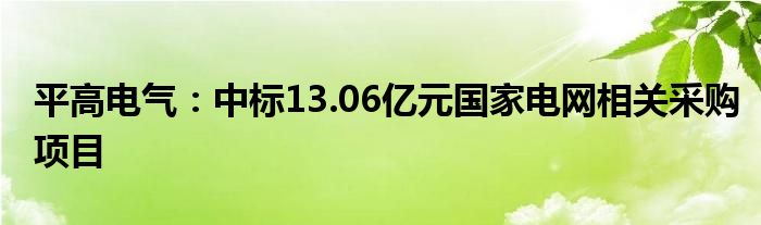 平高电气：中标13.06亿元国家电网相关采购项目