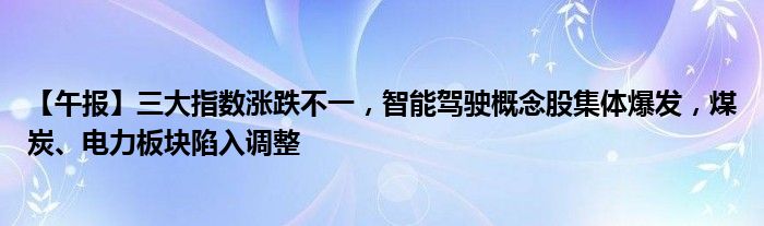 【午报】三大指数涨跌不一，智能驾驶概念股集体爆发，煤炭、电力板块陷入调整