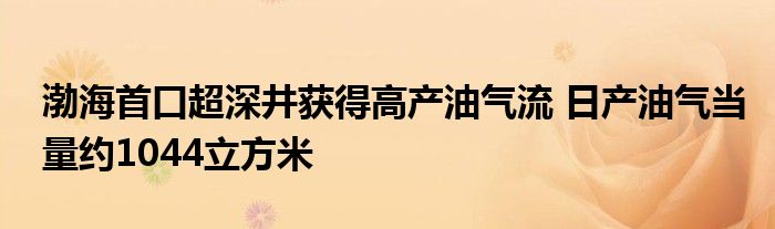 渤海首口超深井获得高产油气流 日产油气当量约1044立方米