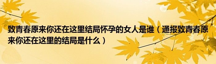 致青春原来你还在这里结局怀孕的女人是谁（通报致青春原来你还在这里的结局是什么）