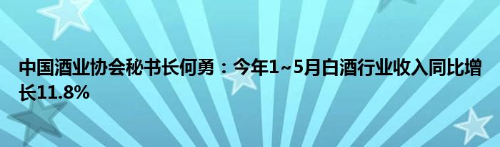 中国酒业协会秘书长何勇：今年1~5月白酒行业收入同比增长11.8%