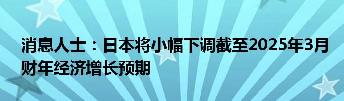 消息人士：日本将小幅下调截至2025年3月财年经济增长预期