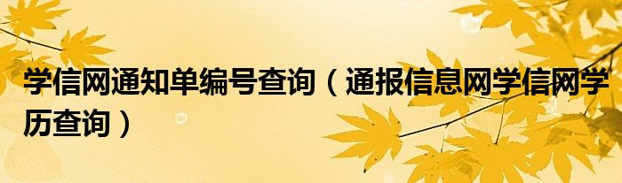 学信网通知单编号查询（通报信息网学信网学历查询）