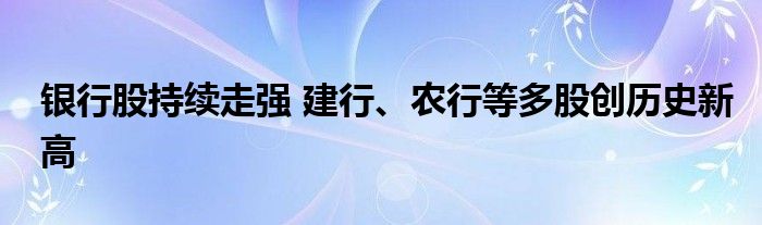 银行股持续走强 建行、农行等多股创历史新高