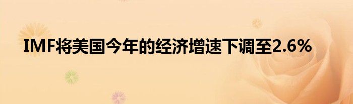 IMF将美国今年的经济增速下调至2.6%