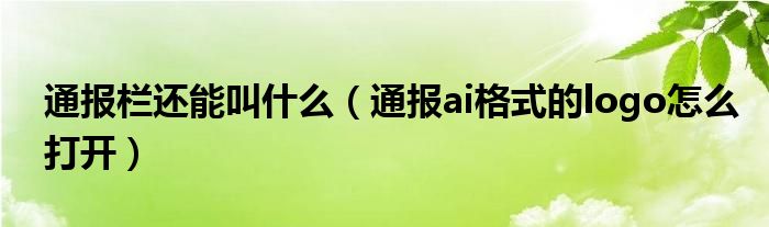 通报栏还能叫什么（通报ai格式的logo怎么打开）