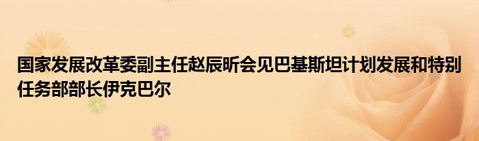 国家发展改革委副主任赵辰昕会见巴基斯坦计划发展和特别任务部部长伊克巴尔