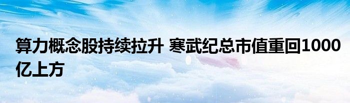 算力概念股持续拉升 寒武纪总市值重回1000亿上方