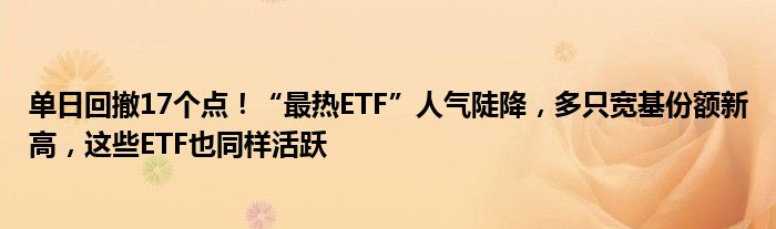 单日回撤17个点！“最热ETF”人气陡降，多只宽基份额新高，这些ETF也同样活跃