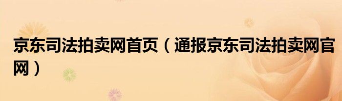 京东司法拍卖网首页（通报京东司法拍卖网官网）