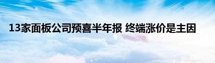 13家面板公司预喜半年报 终端涨价是主因