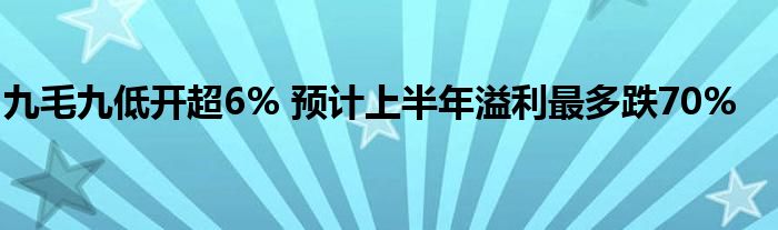 九毛九低开超6% 预计上半年溢利最多跌70%