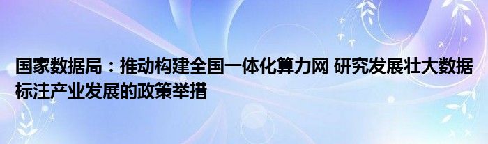 国家数据局：推动构建全国一体化算力网 研究发展壮大数据标注产业发展的政策举措