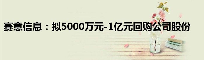 赛意信息：拟5000万元-1亿元回购公司股份