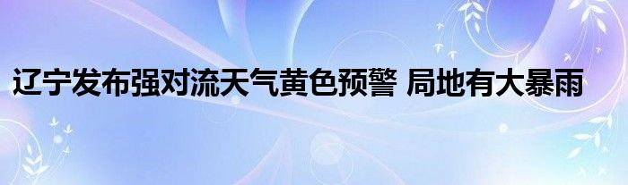 辽宁发布强对流天气黄色预警 局地有大暴雨