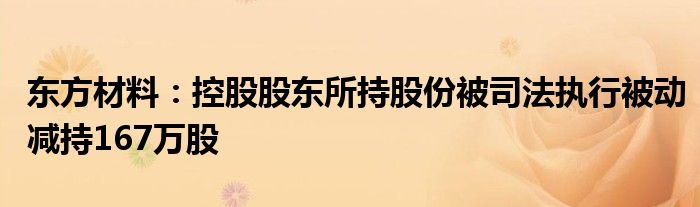 东方材料：控股股东所持股份被司法执行被动减持167万股