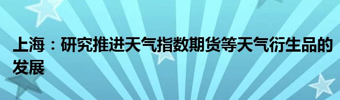 上海：研究推进天气指数期货等天气衍生品的发展