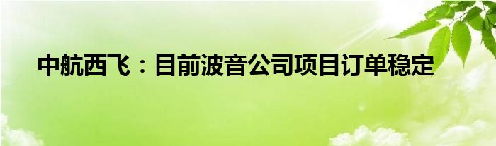 中航西飞：目前波音公司项目订单稳定