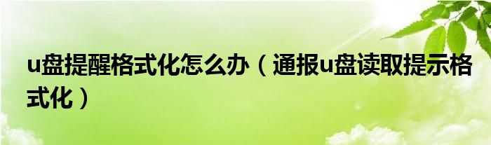 u盘提醒格式化怎么办（通报u盘读取提示格式化）