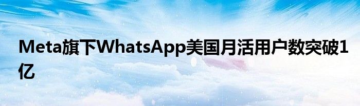 Meta旗下WhatsApp美国月活用户数突破1亿