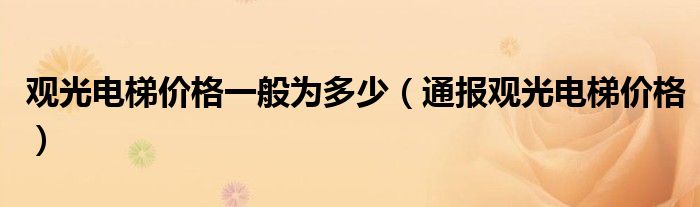 观光电梯价格一般为多少（通报观光电梯价格）