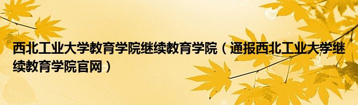 西北工业大学教育学院继续教育学院（通报西北工业大学继续教育学院官网）