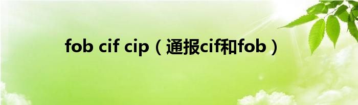 fob cif cip（通报cif和fob）